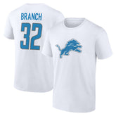 Brian Branch Detroit Lions Icon Player Name & Number T-Shirt White
