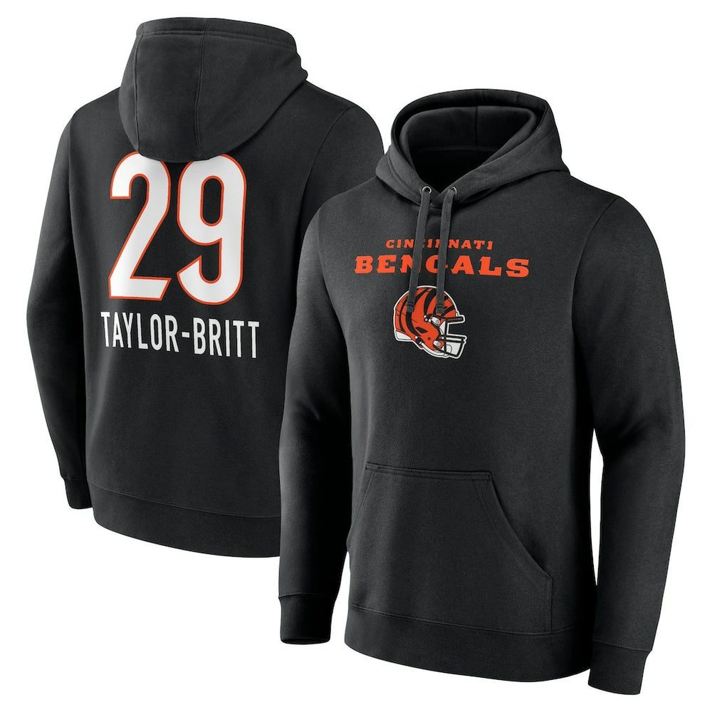 Cam Taylor-Britt Cincinnati Bengals Team Wordmark Player Name & Number Pullover Hoodie Black