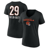 Cam Taylor-Britt Cincinnati Bengals Women's Team Wordmark Player Name & Number V-Neck T-Shirt Black