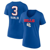 Damar Hamlin Buffalo Bills Women's Team Wordmark Player Name & Number V-Neck T-Shirt Royal