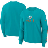 Miami Dolphins Women's Boxy Long Sleeve T-Shirt Aqua