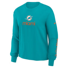 Miami Dolphins Women's Boxy Long Sleeve T-Shirt Aqua