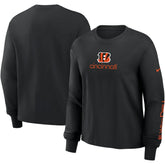 Cincinnati Bengals Women's Boxy Long Sleeve T-Shirt Black