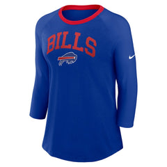 Buffalo Bills Women's 3/4 Sleeve Raglan Fashion Top Royal