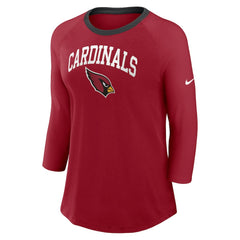Arizona Cardinals Women's 3/4 Sleeve Raglan Fashion Top Cardinal