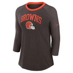 Cleveland Browns Women's 3/4 Sleeve Raglan Fashion Top Brown