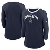 Dallas Cowboys Women's 3/4 Sleeve Raglan Fashion Top Navy