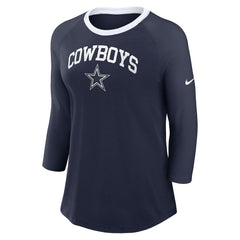 Dallas Cowboys Women's 3/4 Sleeve Raglan Fashion Top Navy