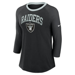 Las Vegas Raiders Women's 3/4 Sleeve Raglan Fashion Top Black