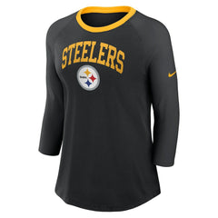 Pittsburgh Steelers Women's 3/4 Sleeve Raglan Fashion Top Black
