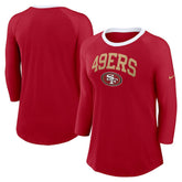 San Francisco 49ers Women's 3/4 Sleeve Raglan Fashion Top Scarlet