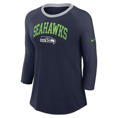 Seattle Seahawks Women's 3/4 Sleeve Raglan Fashion Top Navy