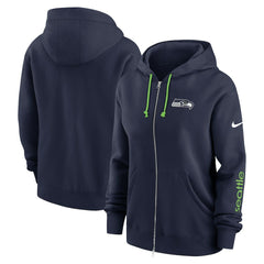 Seattle Seahawks Women's Plus Size Phoenix Full-Zip Hoodie College Navy
