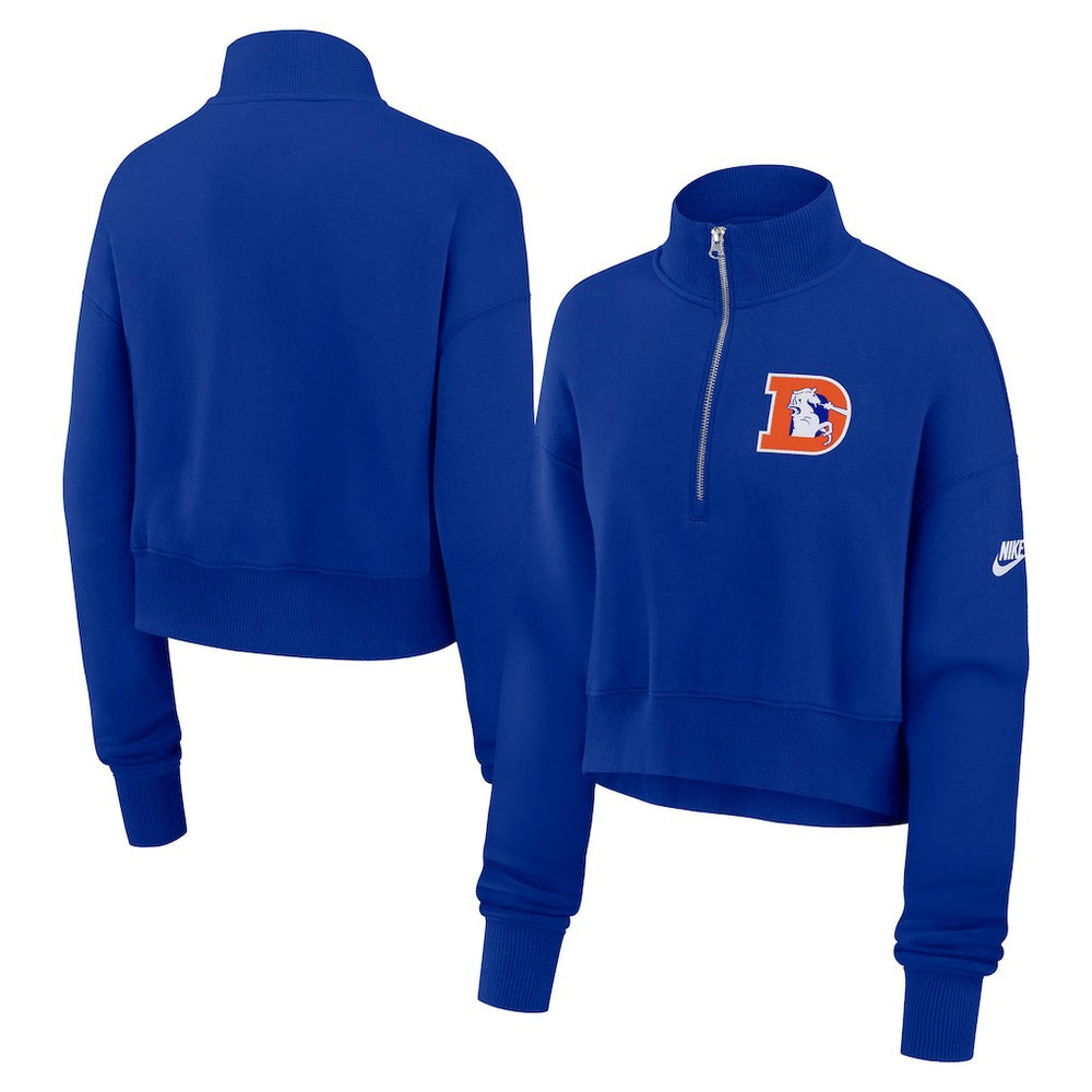 Denver Broncos Women's Rewind Phoenix Half-Zip Sweatshirt Royal