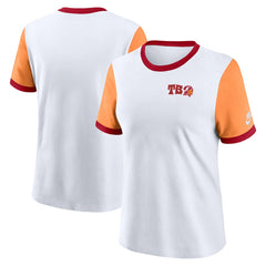 Tampa Bay Buccaneers Women's Rewind Ringer T-Shirt White/Orange