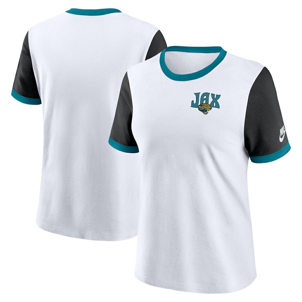 Jacksonville Jaguars Women's Rewind Ringer T-Shirt White/Black