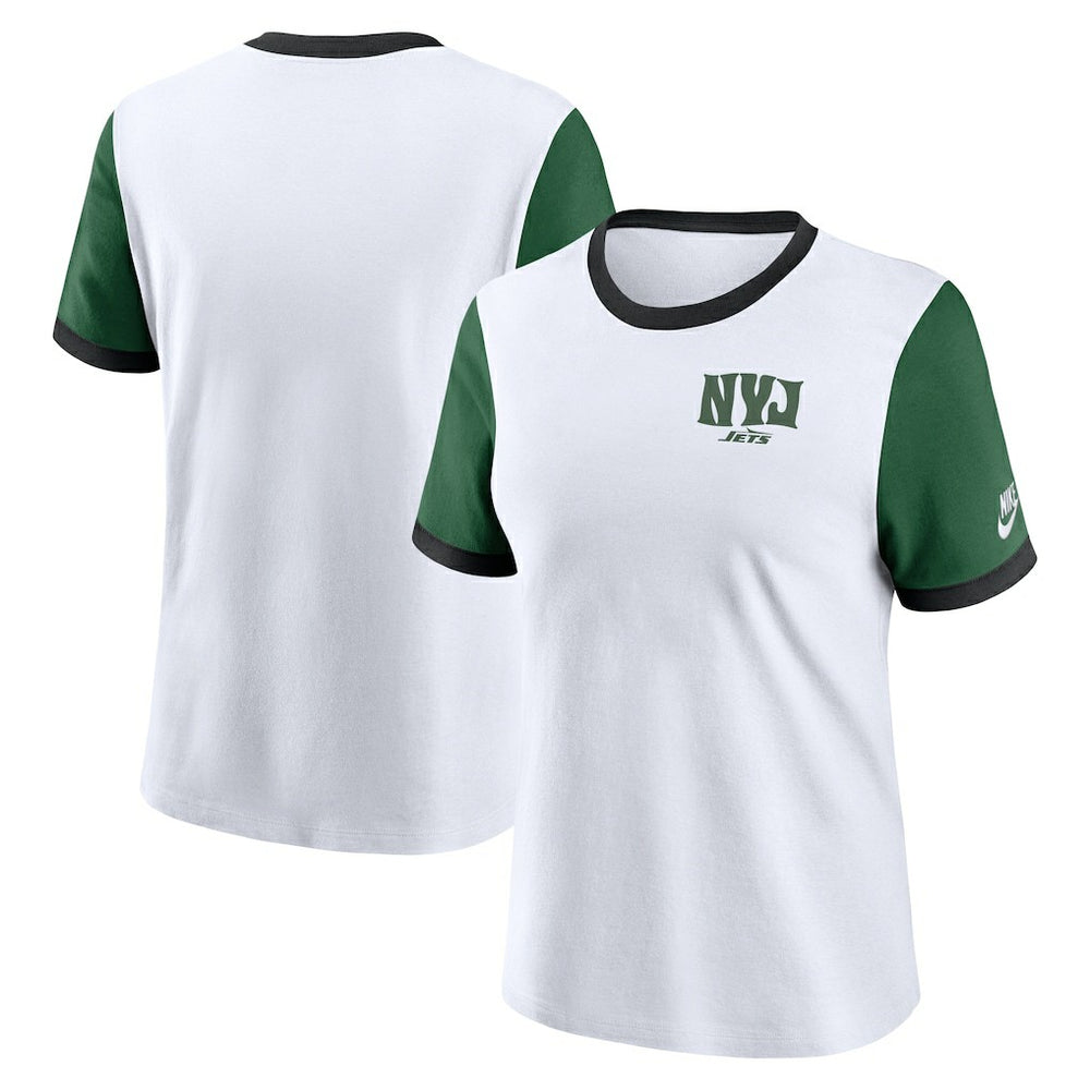 New York Jets Women's Rewind Ringer T-Shirt White/Green