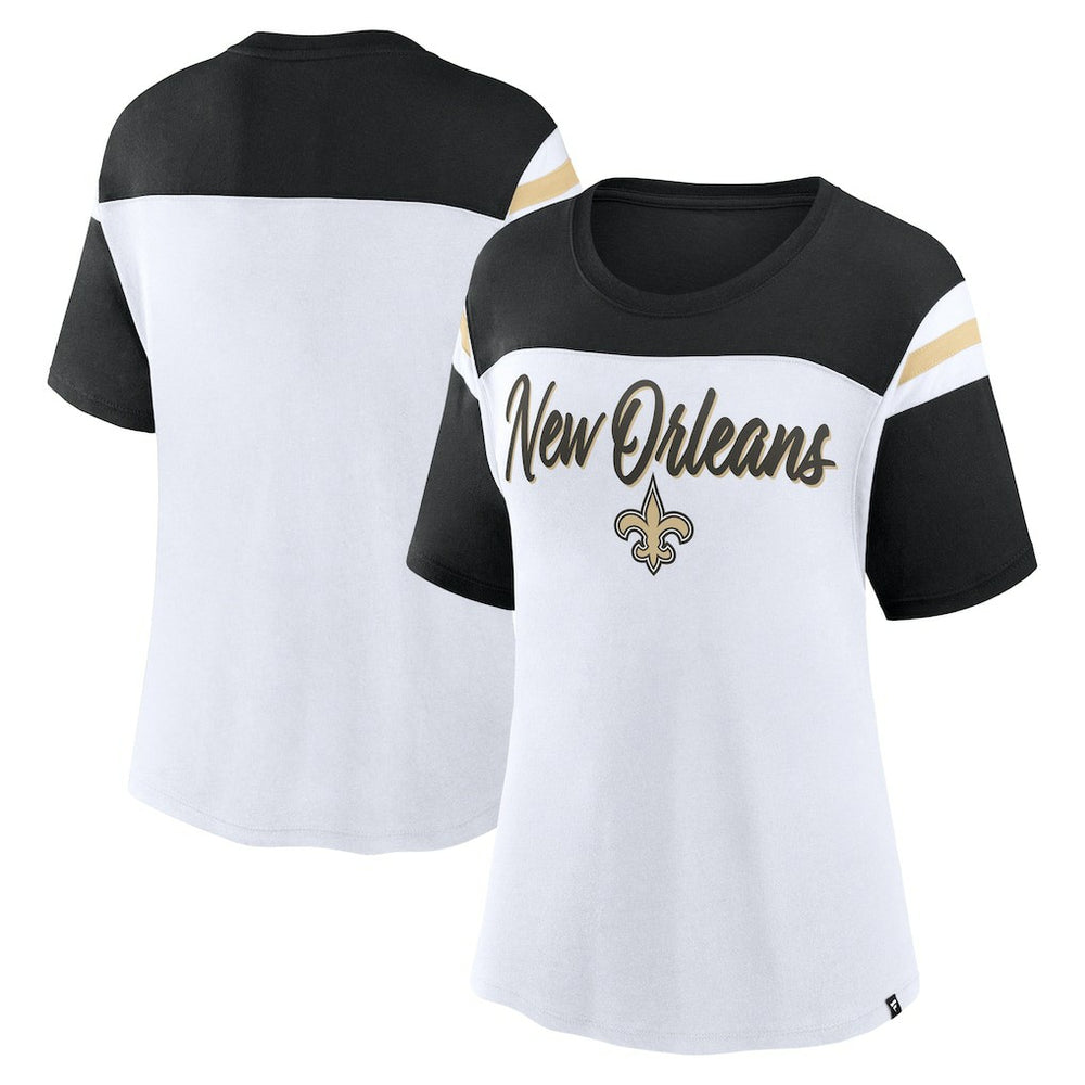 New Orleans Saints Women's Cheer Chant Fashion Crop Top White/Black