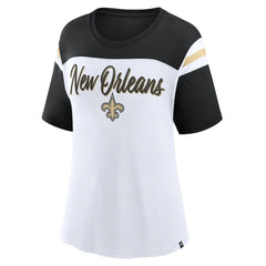 New Orleans Saints Women's Cheer Chant Fashion Crop Top White/Black