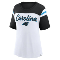 Carolina Panthers Women's Cheer Chant Fashion Crop Top White/Black