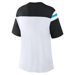 Carolina Panthers Women's Cheer Chant Fashion Crop Top White/Black