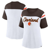 Cleveland Browns Women's Cheer Chant Fashion Crop Top White/Brown