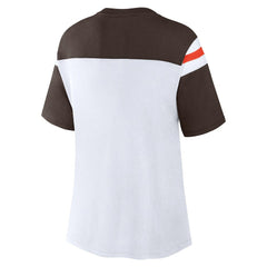 Cleveland Browns Women's Cheer Chant Fashion Crop Top White/Brown