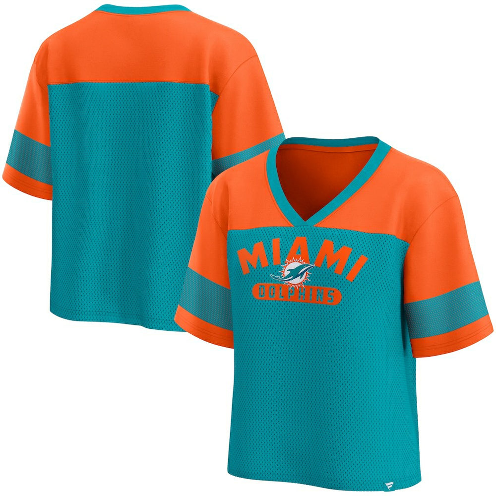 NFL Miami Dolphins Women's Homeschool Jersey Poly V-Neck
Fashion Top - Aqua/Orange online