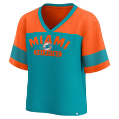 NFL Miami Dolphins Women's Homeschool Jersey Poly V-Neck
Fashion Top - Aqua/Orange online