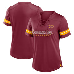 Washington Commanders Women's Play Script Lace-Up T-Shirt Burgundy