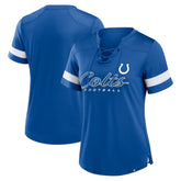 Indianapolis Colts Women's Play Script Lace-Up T-Shirt Royal
