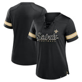 New Orleans Saints Women's Play Script Lace-Up T-Shirt Black