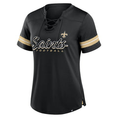 New Orleans Saints Women's Play Script Lace-Up T-Shirt Black