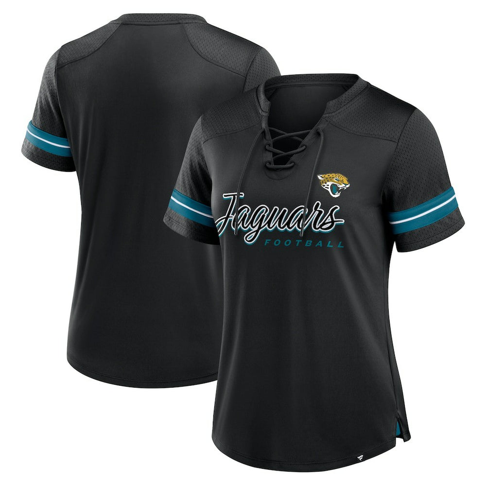 Jacksonville Jaguars Women's Play Script Lace-Up T-Shirt Black