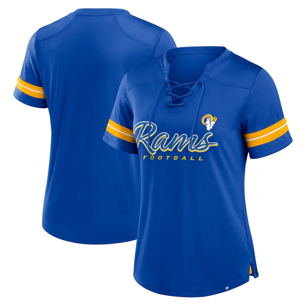 Los Angeles Rams Women's Play Script Lace-Up T-Shirt Royal
