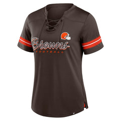 Cleveland Browns Women's Play Script Lace-Up T-Shirt Brown