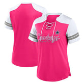 Dallas Cowboys Women's Play Script Lace-Up T-Shirt Pink