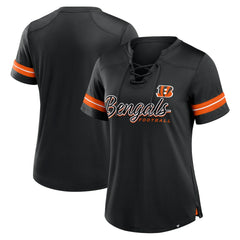 Cincinnati Bengals Women's Play Script Lace-Up T-Shirt Black