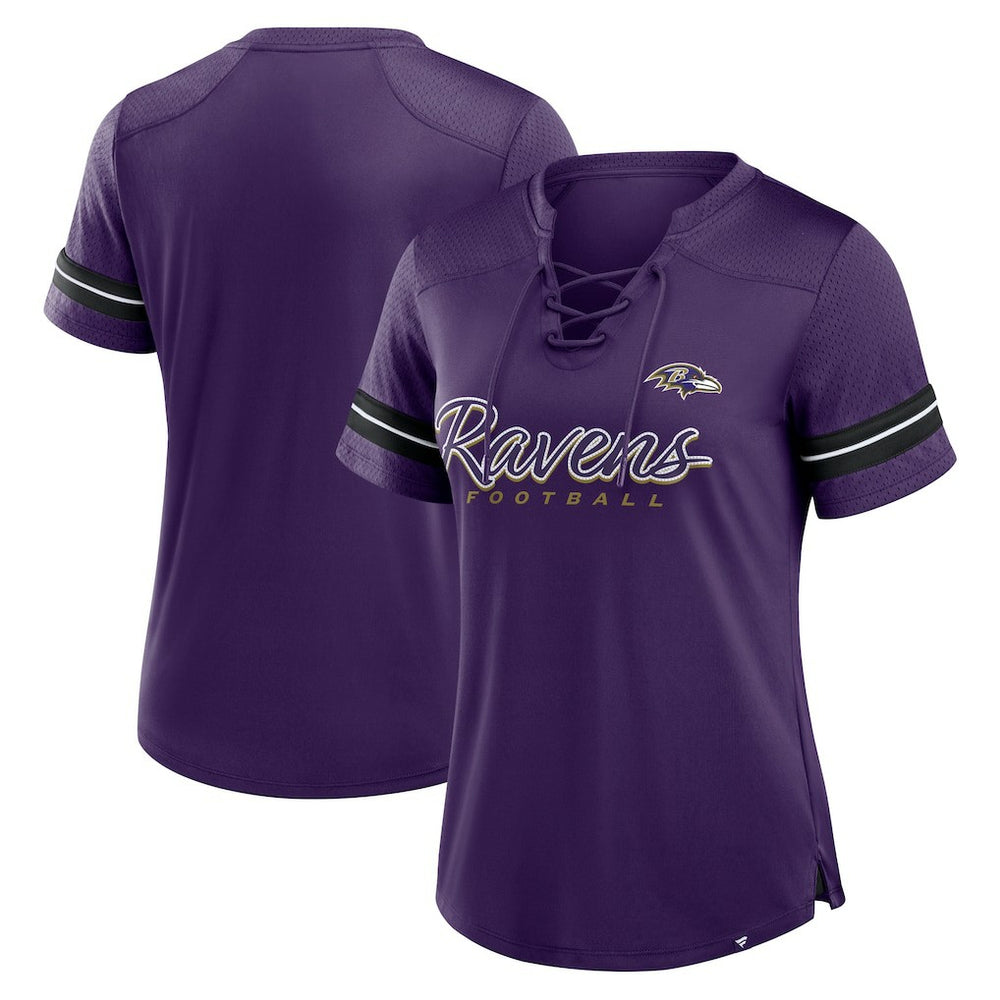 Baltimore Ravens Women's Play Script Lace-Up T-Shirt Purple