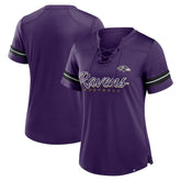 Baltimore Ravens Women's Play Script Lace-Up T-Shirt Purple