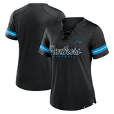 Carolina Panthers Women's Play Script Lace-Up T-Shirt Black