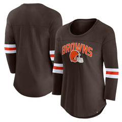 Cleveland Browns Women's First Team Arch Logo 3/4 Sleeve T-Shirt Brown