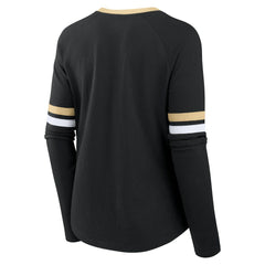 New Orleans Saints Women's Won and Done Lace-Up Long Sleeve Fashion Top Black