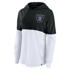 Las Vegas Raiders Women's Backup Option Long Sleeve Hoodie T-Shirt Black/White