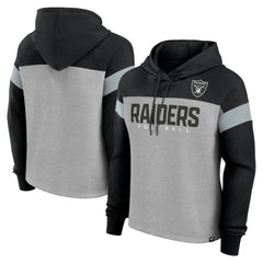 Las Vegas Raiders Women's Bold Play Call Pullover Hoodie Heather Gray/Black
