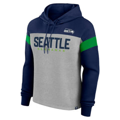 Seattle Seahawks Women's Bold Play Call Pullover Hoodie Heather Gray/College Navy