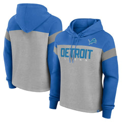 Detroit Lions Women's Bold Play Call Pullover Hoodie Heather Gray/Blue