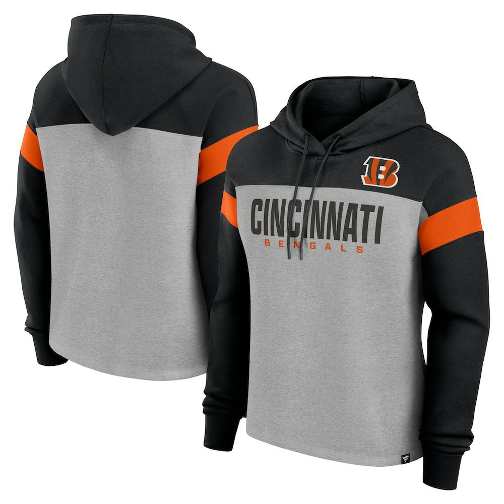 Cincinnati Bengals Women's Bold Play Call Pullover Hoodie Heather Gray/Black