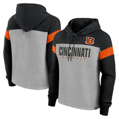 Cincinnati Bengals Women's Bold Play Call Pullover Hoodie Heather Gray/Black