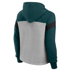 Philadelphia Eagles Women's Bold Play Call Pullover Hoodie Heather Gray/Midnight Green